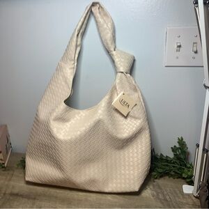 Ulta Beauty Cream Shoulder Bag with Textured Pattern